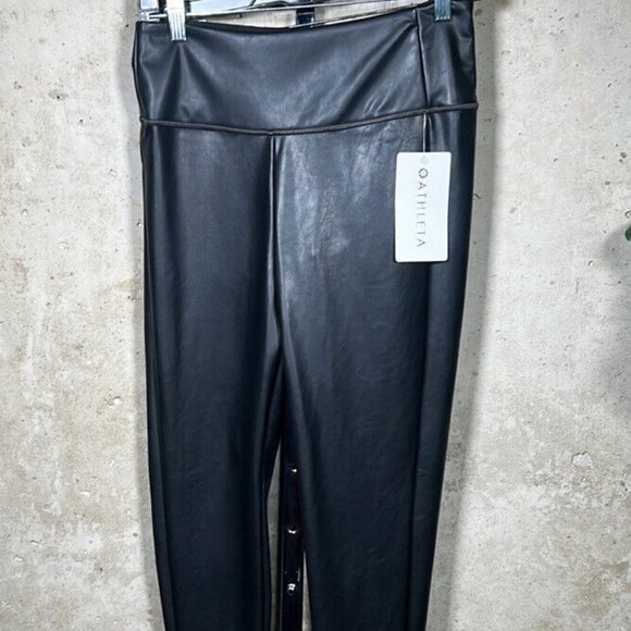 Athleta All Over Gleam Black Faux Leggings Sz. Medium - Picture 1 of 2